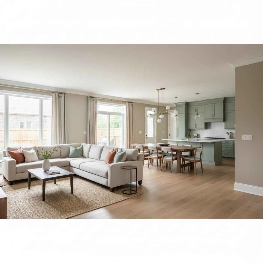 open-concept home with cohesive interior colors