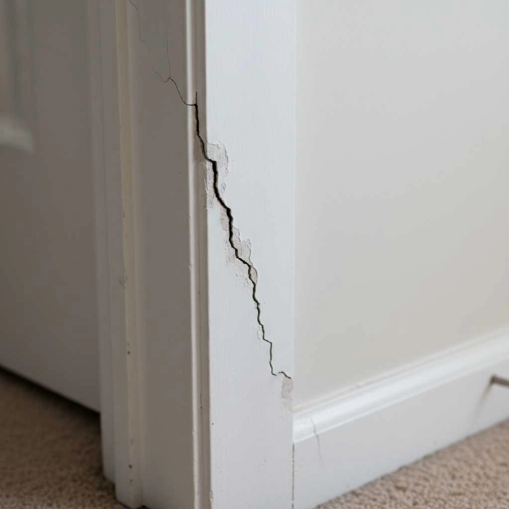Drywall crack forming near a doorway