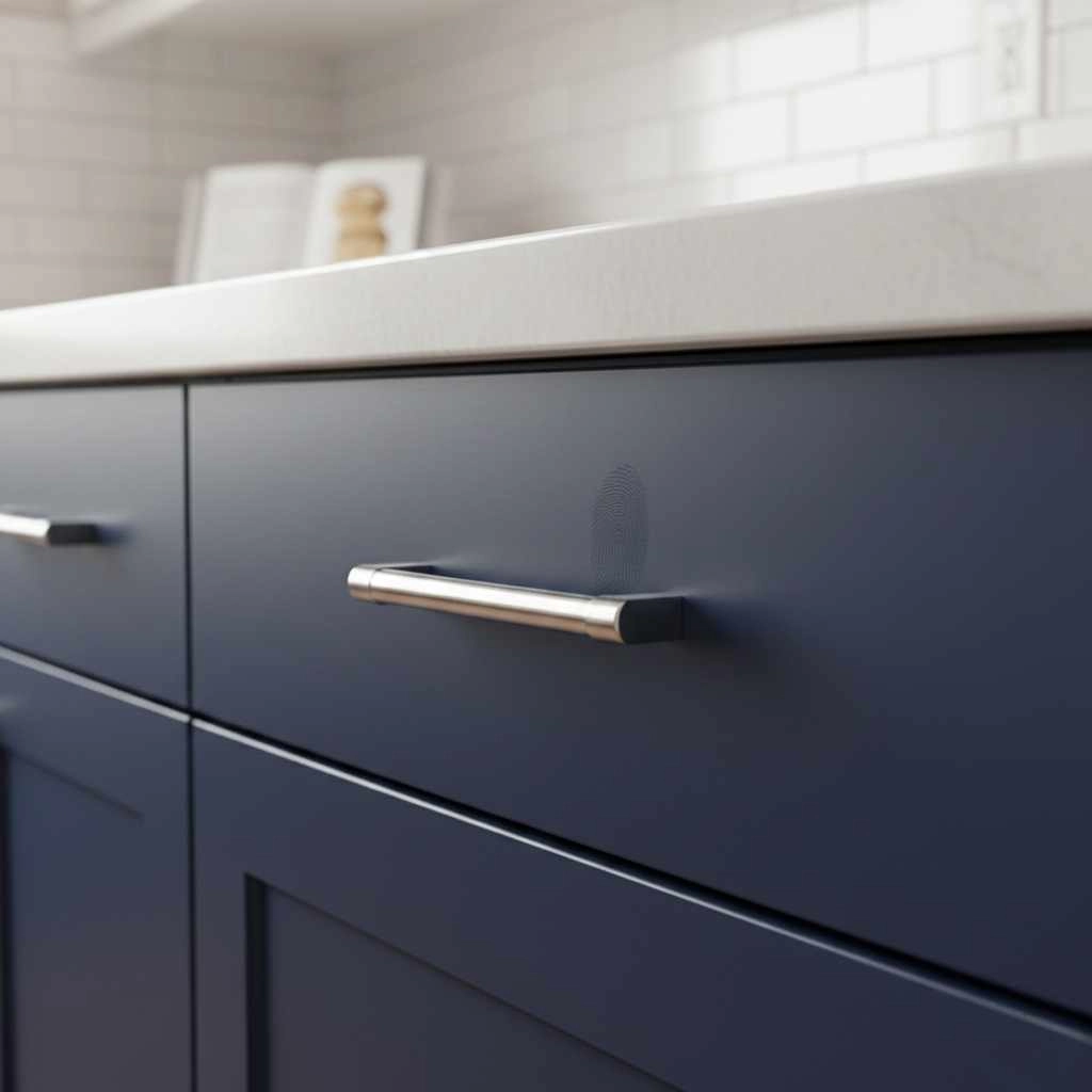 smooth, professionally finished painted cabinet close-up