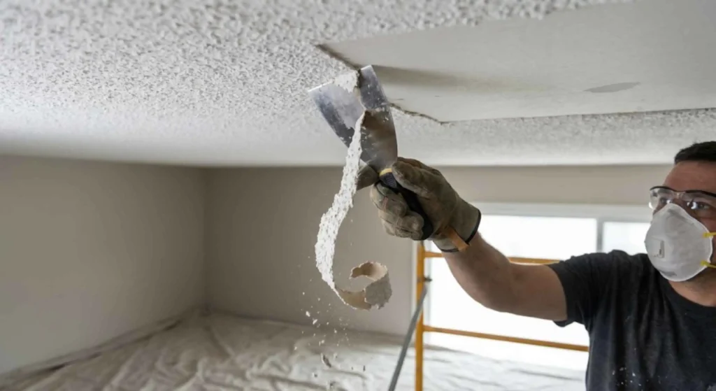 ceiling scraping process