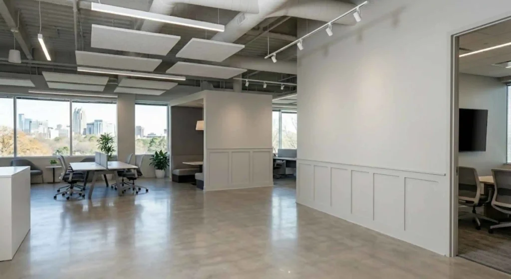 modern office interior freshly painted with clean walls