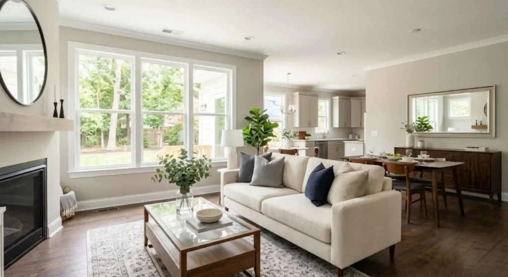 Modern neutral wall colors improving home value in Raleigh home