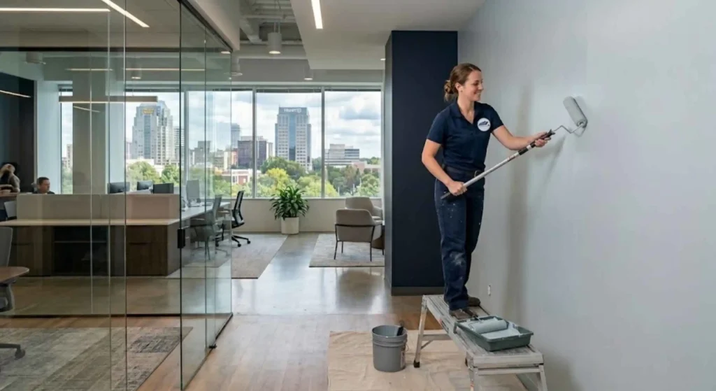 professional painters working in office