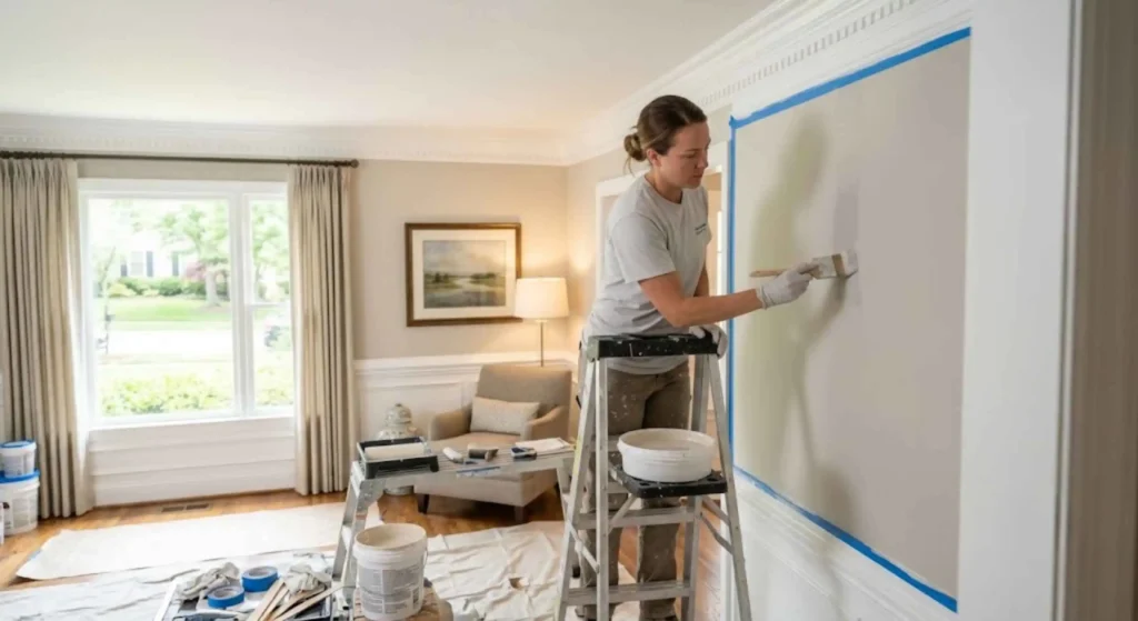 Residential interior painting project in Raleigh, NC.