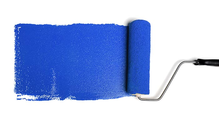Line of Blue Paint Left by a Paint Roller still painting